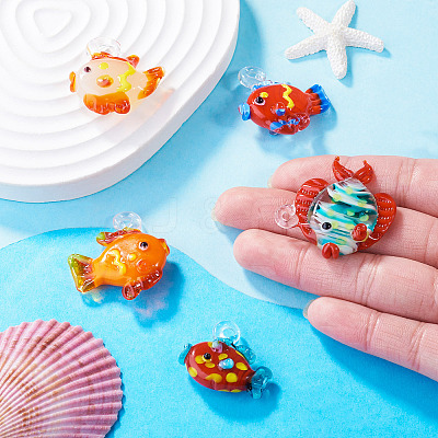 5Pcs 5 Colors Handmade Lampwork Pendants LAMP-TA0002-67A-1
