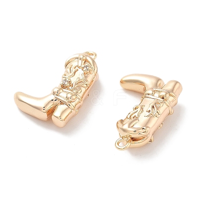 Brass Micro Pave Clear Cubic Zirconia Pendants KK-M102-25G-1