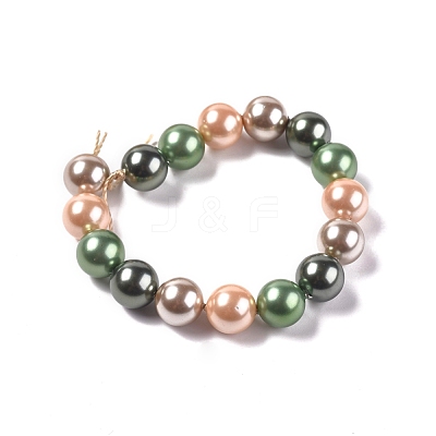 Electroplated Shell Beads Strands BSHE-G021-01A-1