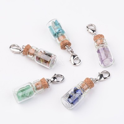 Glass Bottle Pendants X-HJEW-JM00219-1
