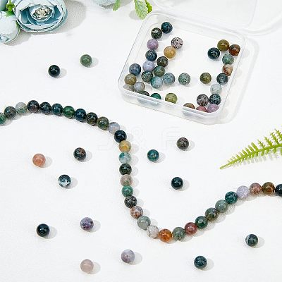 2 Strands Round Natural Indian Agate Beads Strands G-OC0002-32-1