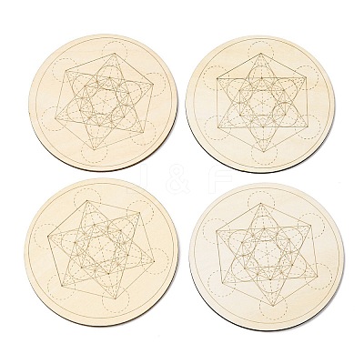 Sacred Geometric Wooden Grid DJEW-F028-01D-1