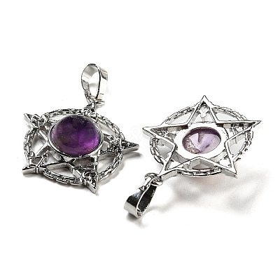 Natural Amethyst Pendants G-P517-01P-01-1