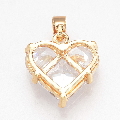 Brass Cubic Zirconia Charms ZIRC-Q002-126G-1