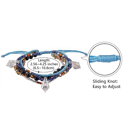 Sparkling Glass Seed Beads 5 Layered Anklet AJEW-SW00006-03-1
