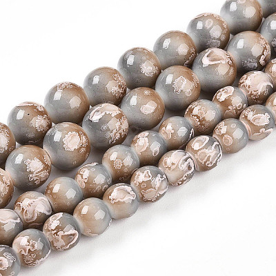 Baking Paint Glass Beads Strands DGLA-N008-10mm-08-1