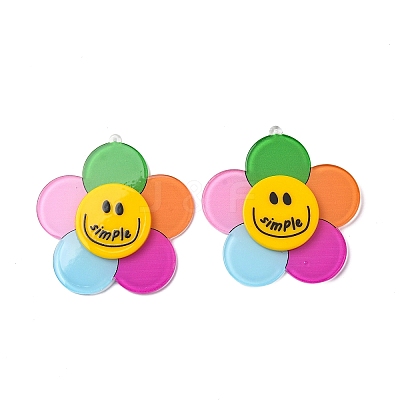 Opaque Printed Acrylic Big Pendants OACR-B053-01A-1