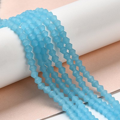 Imitation Jade Frosted Glass Bead Strands EGLA-A039-J4mm-MD03-1