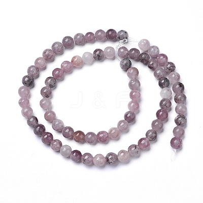 Natural Lepidolite/Purple Mica Beads Strands G-G770-04A-10mm-1