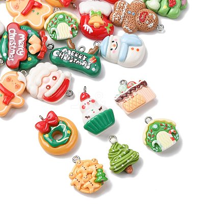 30Pcs 15 Styles Christmas Opaque Resin Pendants CRES-FS0001-33-1