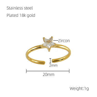 304 Stainless Steel Micro Pave Clear Cubic Zirconia Cuff Rings for Women FS-WGE9F4E-04-1