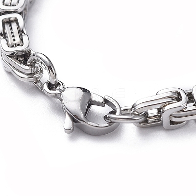 Tarnish Resistant Unisex 201 Stainless Steel Byzantine Chain Bracelets BJEW-L637-34A-P-1
