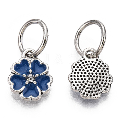 Enamel Style Flower Alloy Rhinestone Charms ENAM-S085-02-1