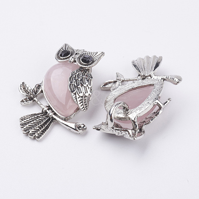 Natural Rose Quartz Pendants G-E442-01L-1