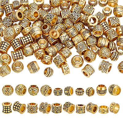 100Pcs 10 Styles Tibetan Style Alloy European Beads MPDL-PH0001-17-1