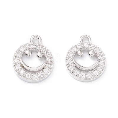 Rack Plating Brass Micro Pave Cubic Zirconia Charms ZIRC-C026-10P-1