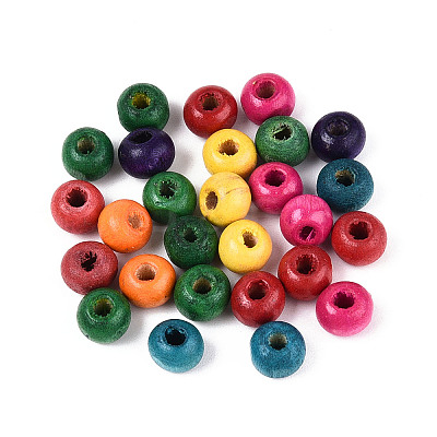 Spray Painted Natural Maple Wood Beads WOOD-N018-04-1