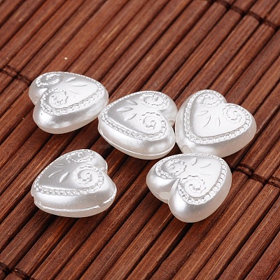 Heart Imitation Pearl Acrylic Beads X-OACR-L004-2239-1