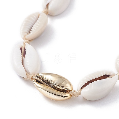 Natural Cowrie Shell Beads Beaded Necklaces X-NJEW-JN03744-02-1