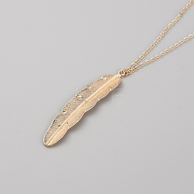 Alloy Leaf Pendant Double Layer Necklace for Women NJEW-WH0020-12KCG-B-1
