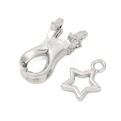 Brass Micro Pave Clear Cubic Zirconia Interlocking Clasps KK-U059-01P-1