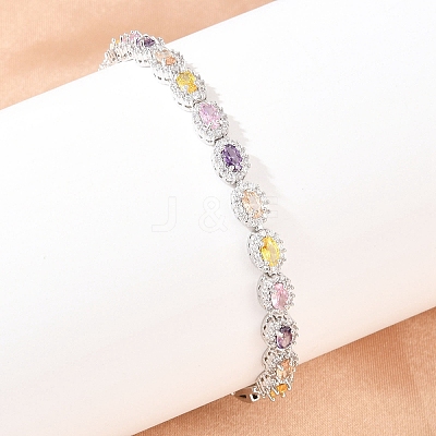 Platinum Tone Brass Micro Pave Cubic Zirconia Tennis Bracelets BJEW-B160-02P-03-1
