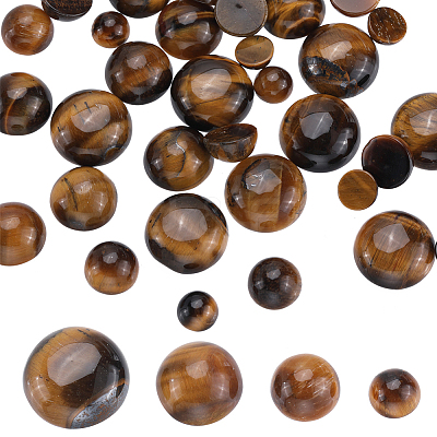 40Pcs 4 Styles Natural Tiger Eye Cabochons G-SC0002-48-1