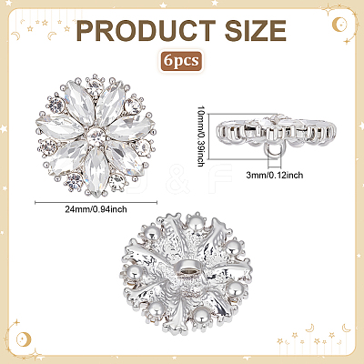6Pcs 1-Hole Zinc Alloy Shank Buttons BUTT-PH0001-52G-03-1