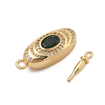 Brass Micro Pave Clear Cubic Zirconia Box Clasps KK-C075-20G-1