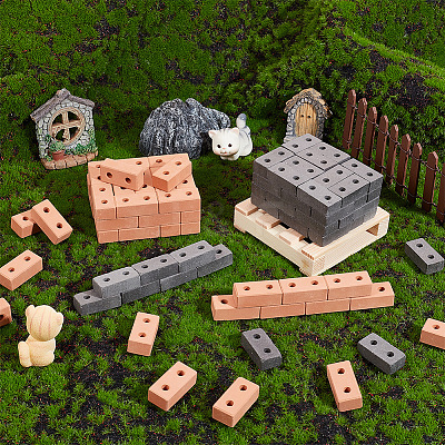 2 Colors Polymer Clay Mini Wall Bricks AJEW-OC0005-03B-1