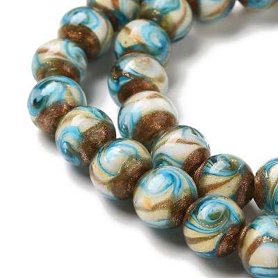 Gold Sand Lampwork Beads Strands LAMP-E036-06D-1