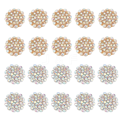 20Pcs 2 Colors Zinc Alloy Rhinestone Jewelry Snap Buttons FIND-WR0010-40-1