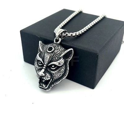 Vintage 304 Stainless Steel Lion Head Pendant Necklaces for Men Women LS-OG9311-1
