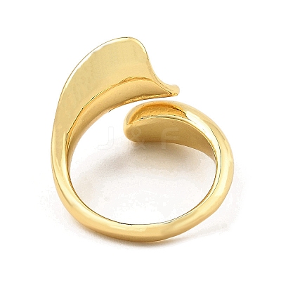 Leaf Shape Rack Plating Brass Open Cuff Rings RJEW-G294-02G-1