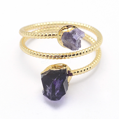 Natural Amethyst Finger Rings RJEW-A031-01G-1