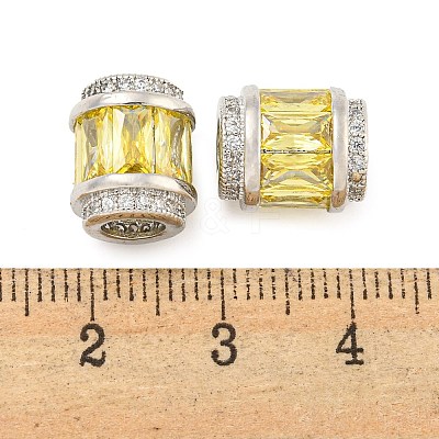 Rack Plating Brass Micro Pave Cubic Zirconia European Beads KK-F089-31P-1