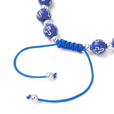 Adjustable Acrylic & Synthetic Turquoise & Non-magnetic Hematite Beads Braided Beaded Bracelets for Women BJEW-JB13578-1
