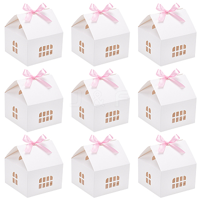 House Shape Paper Jewelry Storage Gift Box CON-WH0088-68-1