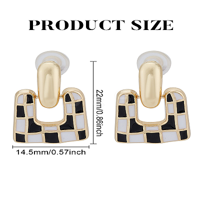 1 Pair Alloy Enamel Dangle Stud Earrings EJEW-LP0001-77B-1