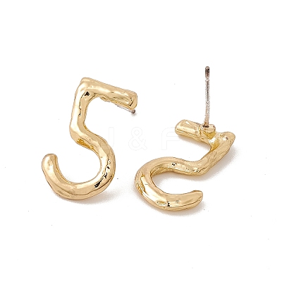 Brass Number Stud Earrings with 925 Sterling Silver Pins for Women LS-EJEW-A077-01E-1