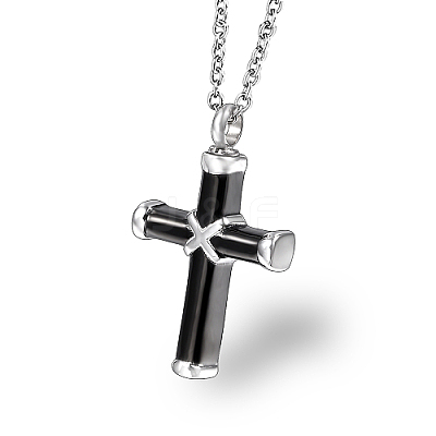 304 Stainless Steel Religion Cross Pendant Necklace QH8600-3-1
