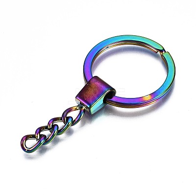 Rainbow Color Alloy Split Key Rings PALLOY-S180-229-NR-1