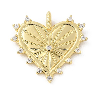 Brass Micro Pave Cubic Zirconia Pendants X-KK-P294-15G-1