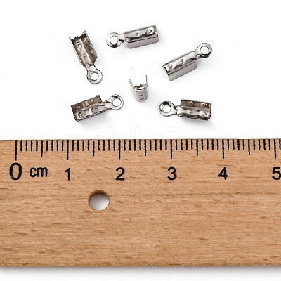 Tarnish Resistant 201 Stainless Steel Fold Over Crimp Cord Ends X-STAS-R055-08-1
