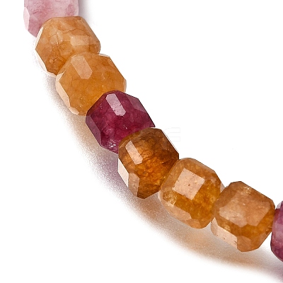 Natural Multicolor Tourmaline Cube Beads Stretch Bracelets for Men Women BJEW-JB12274-1