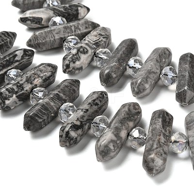 Natural Map Stone Double Terminated Point Beads Strands G-H069-B09-01-1