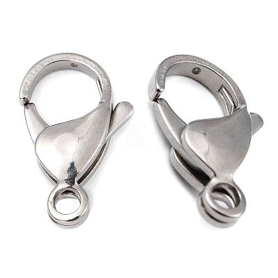 Tarnish Resistant Polished 316 Surgical Stainless Steel Lobster Claw Clasps X-STAS-R072-18A-1