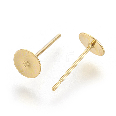 202 Stainless Steel Stud Earring Findings X-STAS-F186-01G-6mm-1