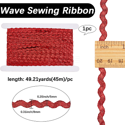 3 Rolls Polyester Wavy Fringe Trim Ribbon OCOR-GF0004-46D-1