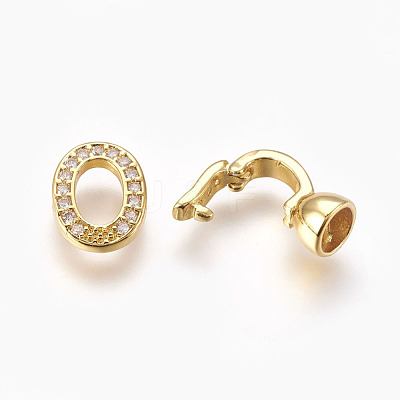 Brass Micro Pave Cubic Zirconia Fold Over Clasps KK-P164-10G-1